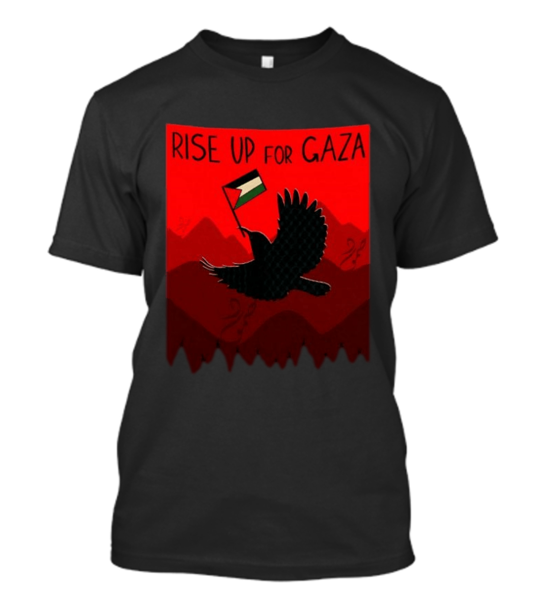 Rise Up For Gaza Palestinian Flag Bird T-Shirt