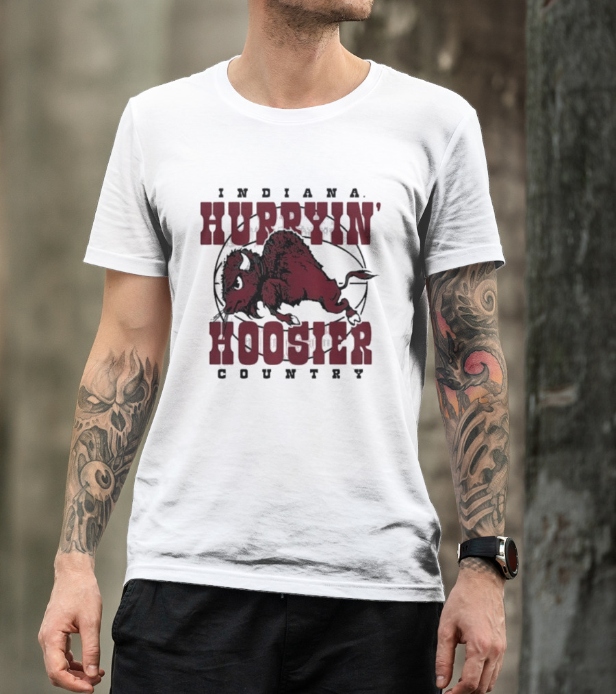 Indiana Hoosiers Basketball Hurryin' Hoosier Country Buffalo T-Shirt