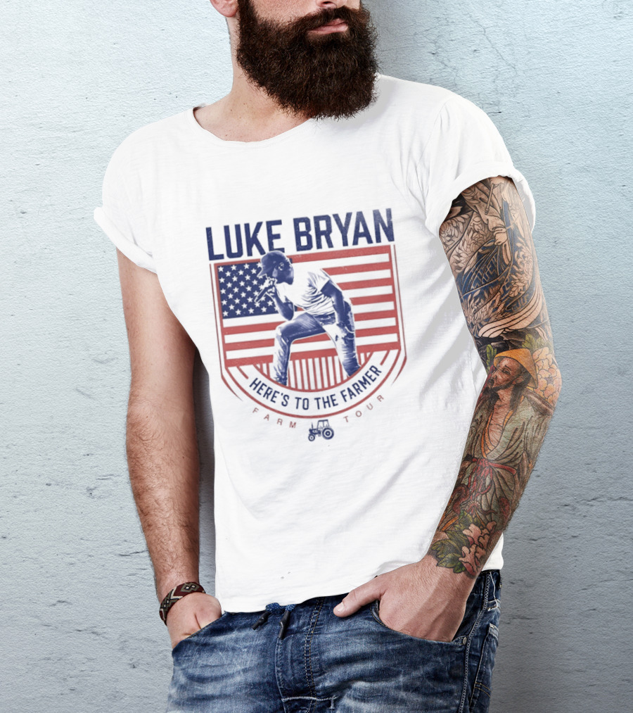 Luke Bryan Here's To The Farmer Farm Tour USA Flag T-Shirt