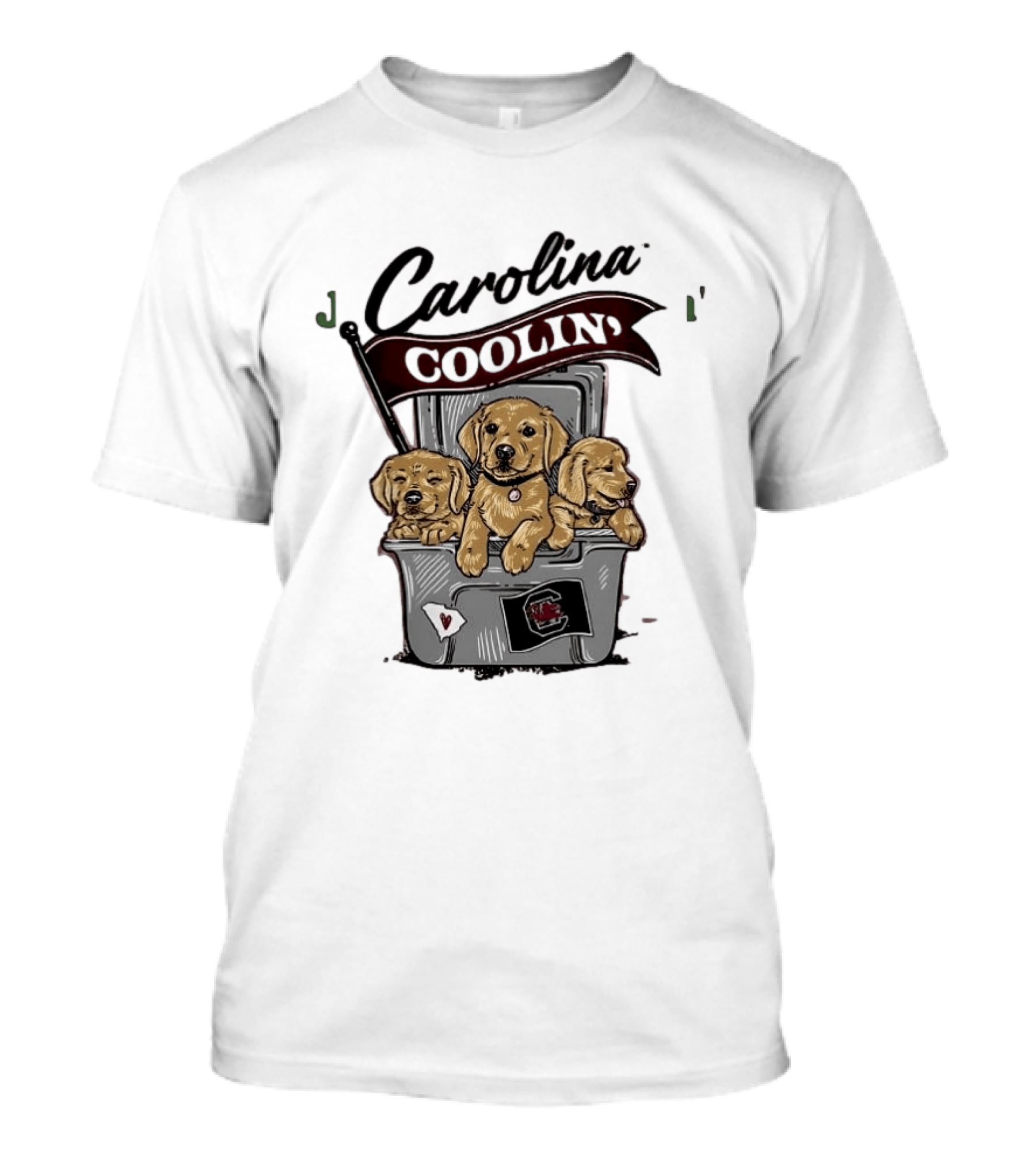 Carolina Coolin' South Carolina Gamecocks Puppies In Ice Chest T-Shirt