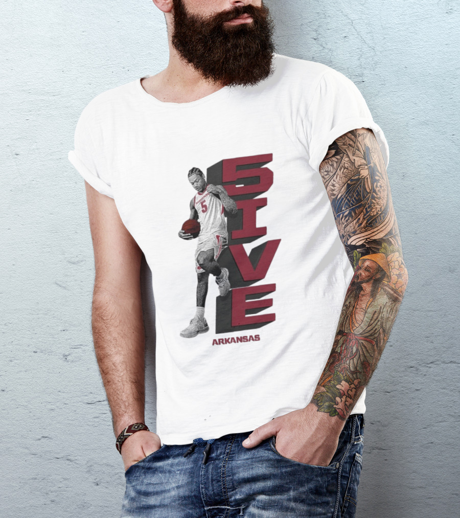 Darius Acuff Jr. 5ive Arkansas Razorbacks Basketball Player T-Shirt