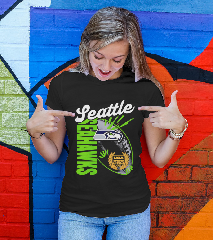Seattle Seahawks USA 250 Gold Standard Football T-Shirt