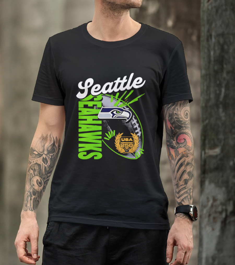 Seattle Seahawks USA 250 Gold Standard Football T-Shirt
