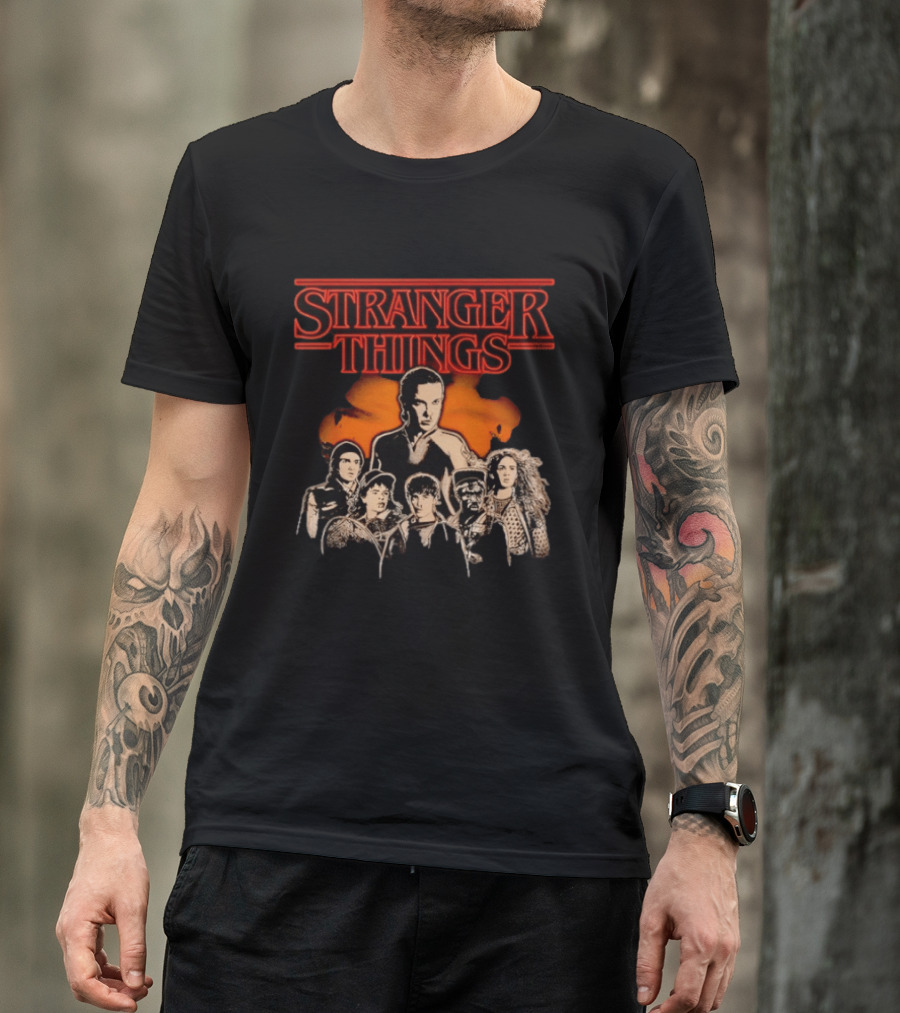 Stranger Things Cast Group Illustration With Eleven And Main Characters T-Shirt