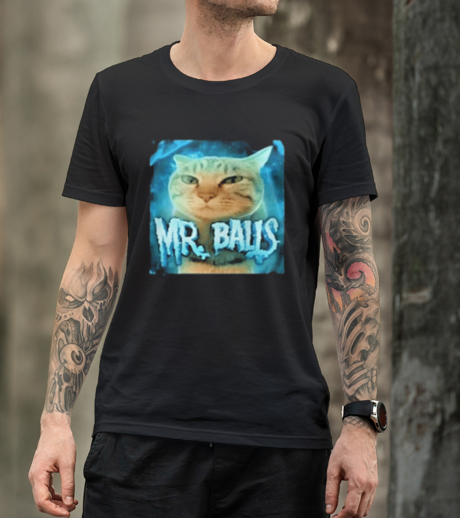 Mr Balls Cat Meme Funny Blue Glowing T-Shirt