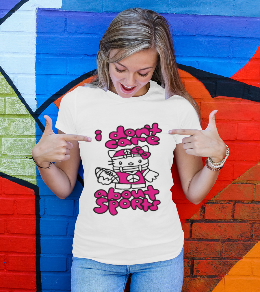 Hello Kitty I Don't Care About Sports Playful Attitude T-Shirt