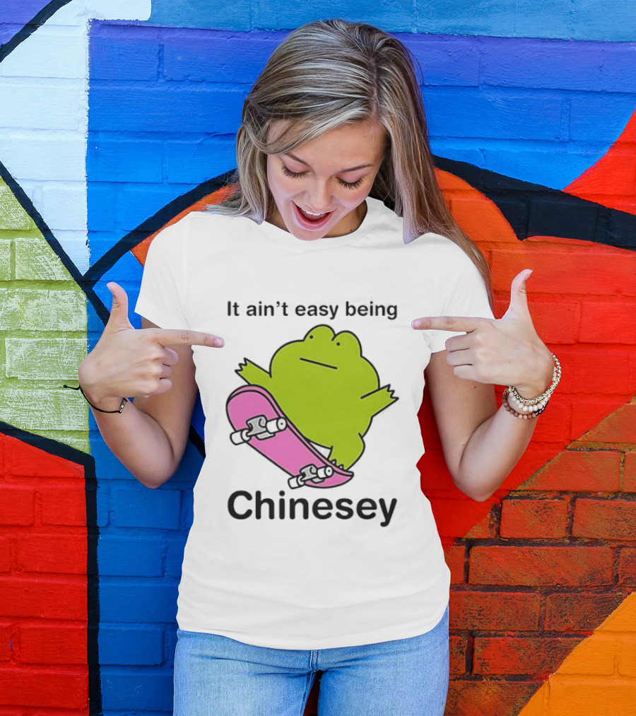 It Ain't Easy Being Chinesey Kawaii Frog On Skateboard T-Shirt