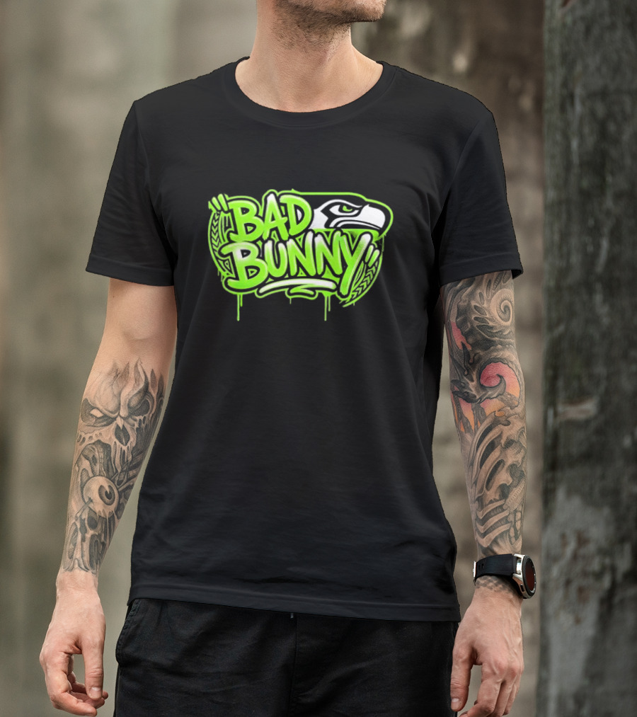 Bad Bunny Seattle Seahawks Team Collaboration T-Shirt