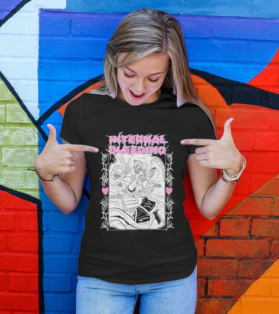 Internal Bleeding Anime Pastel Aesthetic Manga Style Hearts T-Shirt