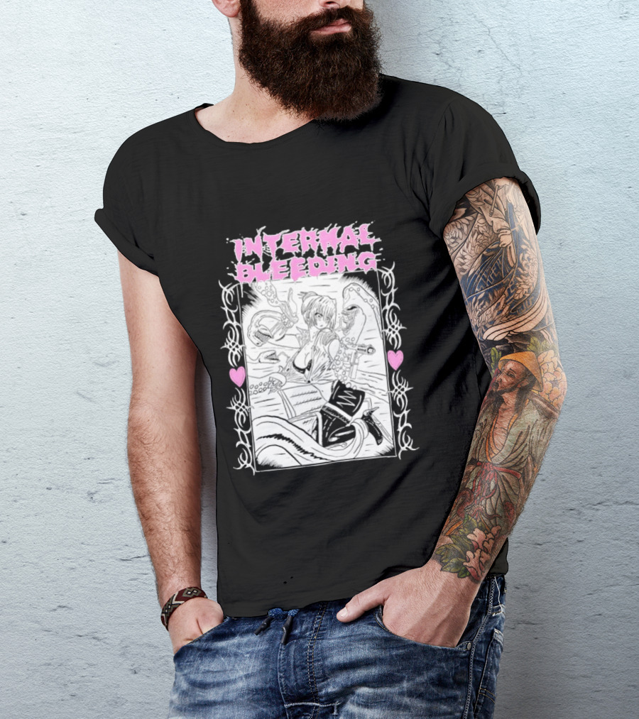Internal Bleeding Anime Pastel Aesthetic Manga Style Hearts T-Shirt