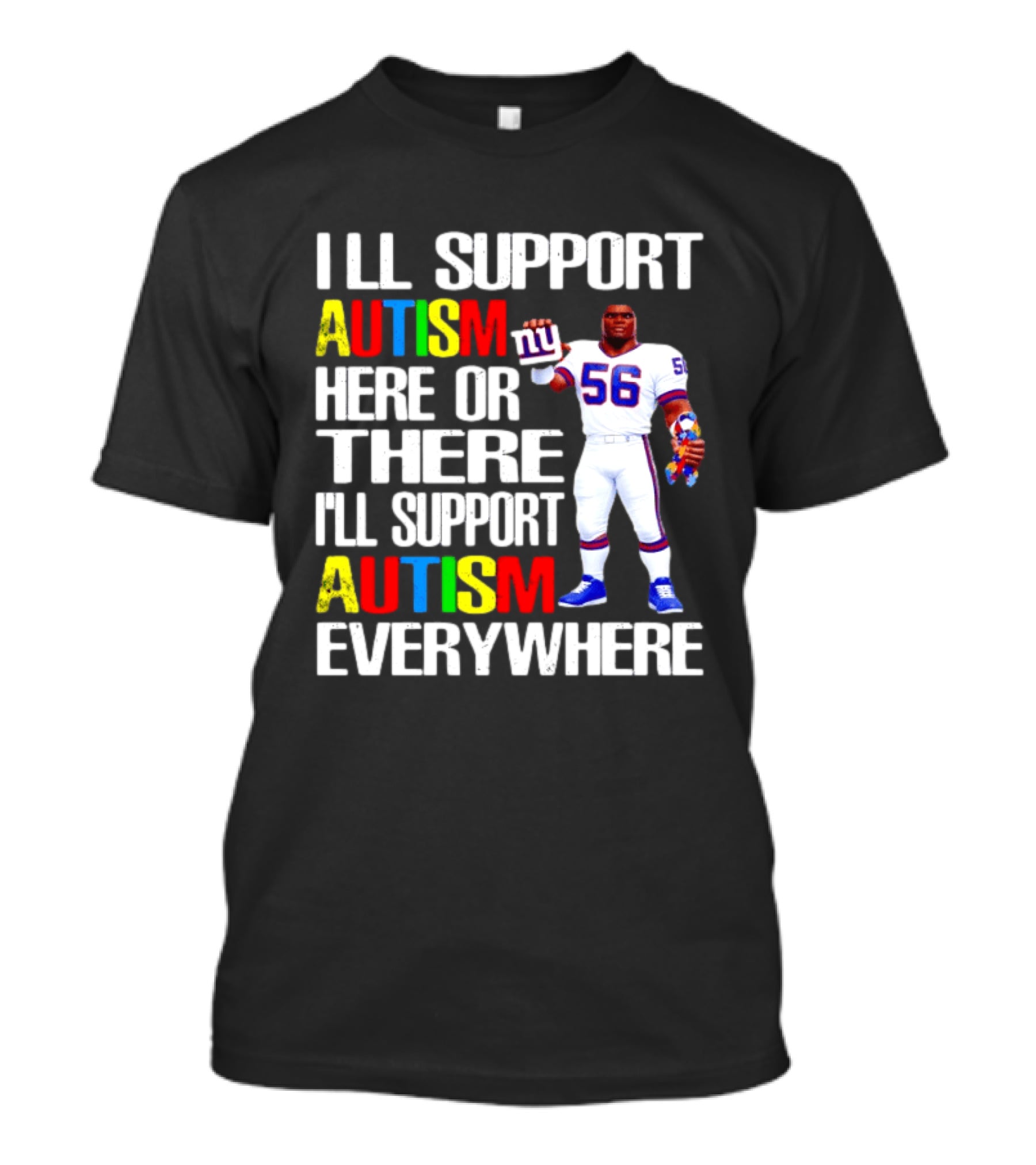 New York Giants Support Autism Everywhere With Football Player T-Shirt