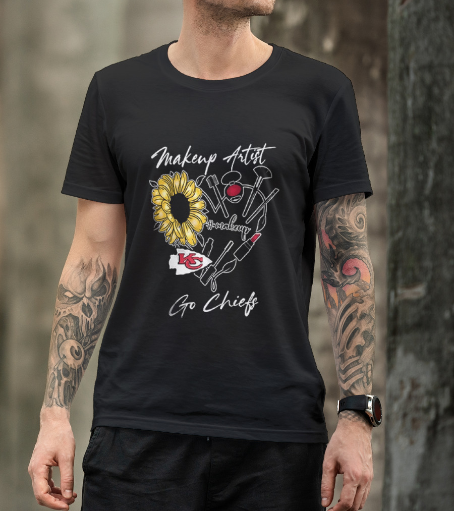 Kansas City Chiefs Makeup Artist Go Chiefs Sunflower Heart T-Shirt