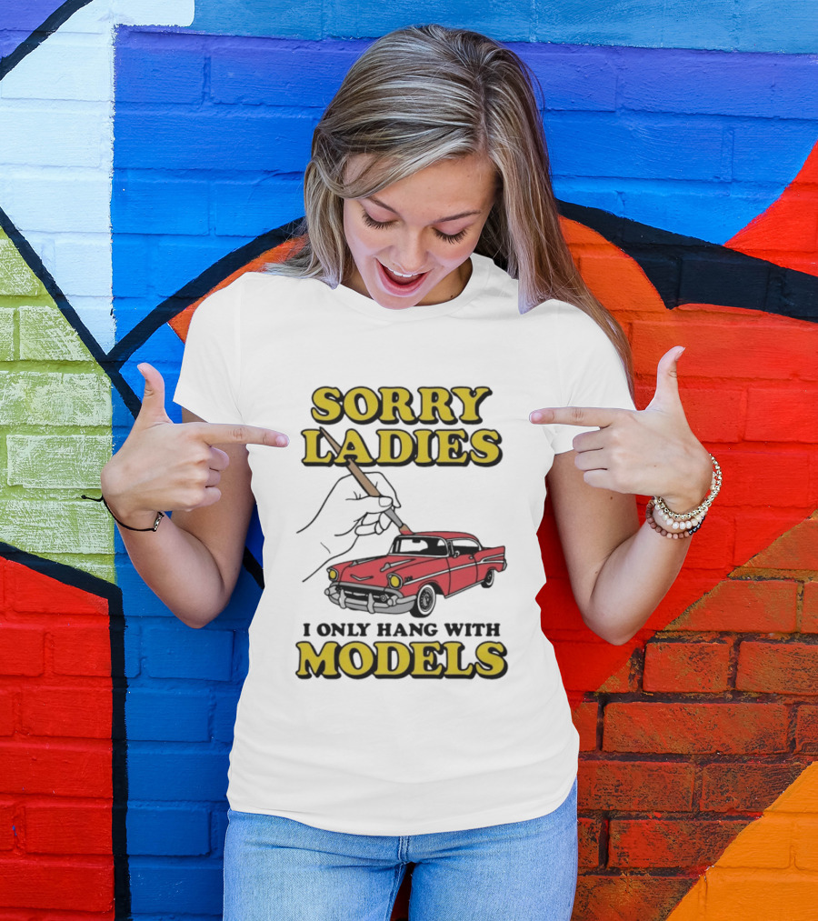 Sorry Ladies I Only Hang With Car Models Vintage Red Classic Car Painting T-Shirt