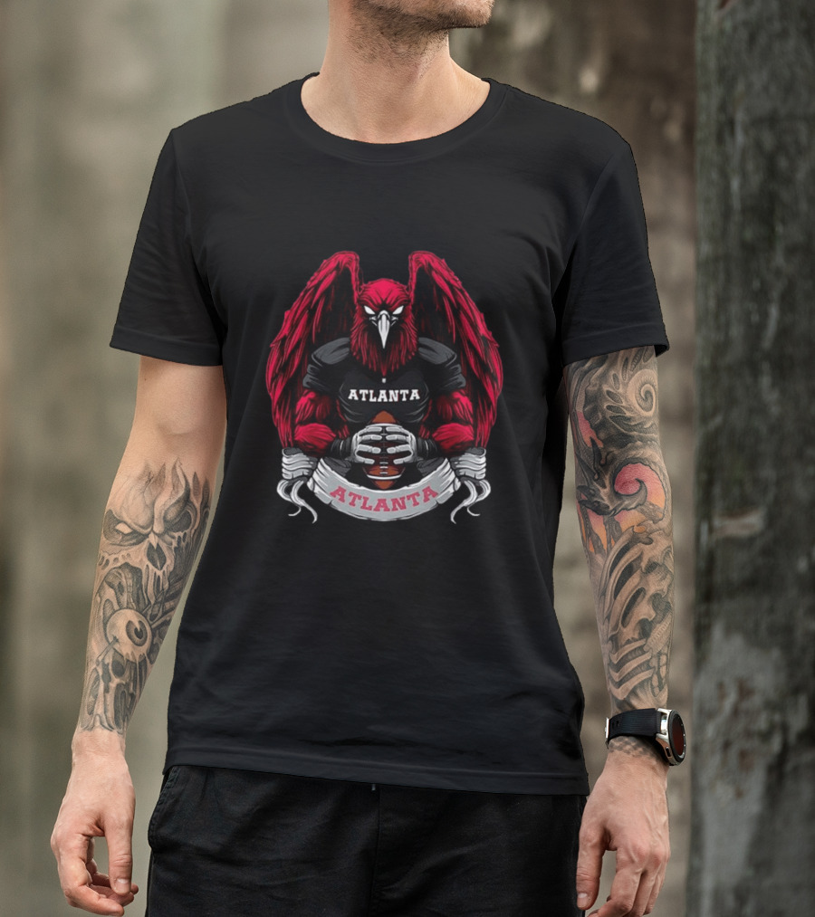 Atlanta Falcons Football Team Fierce Red Falcon Gripping Ball T-Shirt