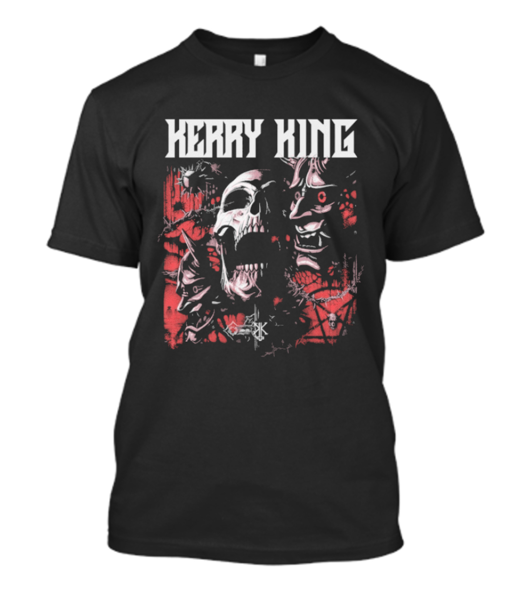 Kerry King Hell Echo Distorted Faces Red White T-Shirt