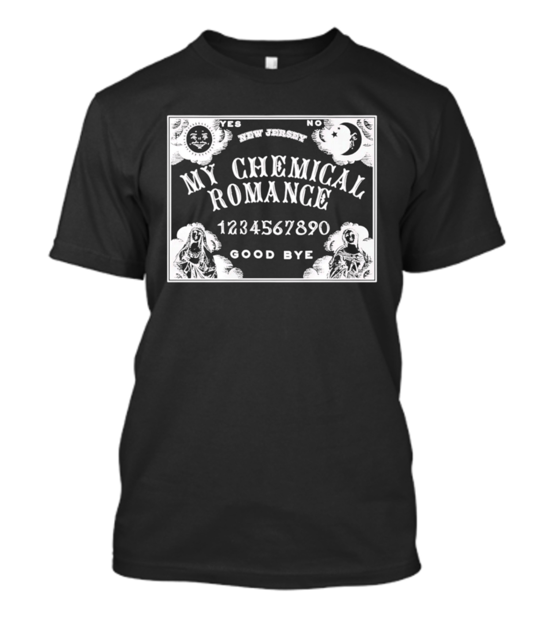 My Chemical Romance Goodbye Spirit Board Design Yes No Moon Sun Numbers T-Shirt