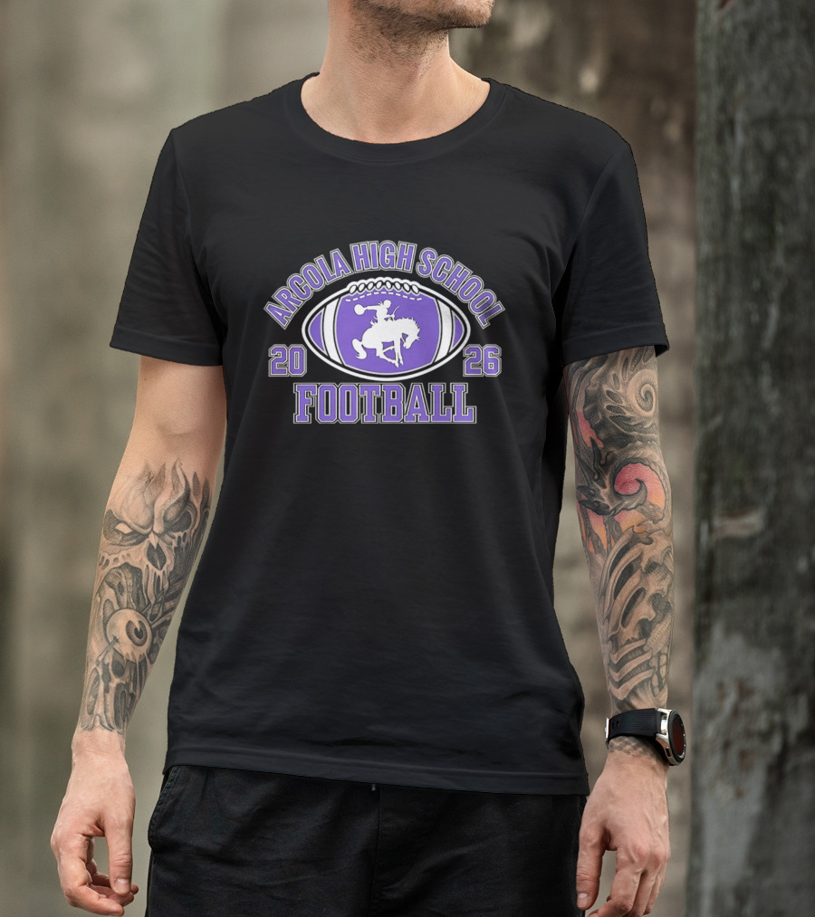 Arcola High School Football 2026 Purple Football T-Shirt