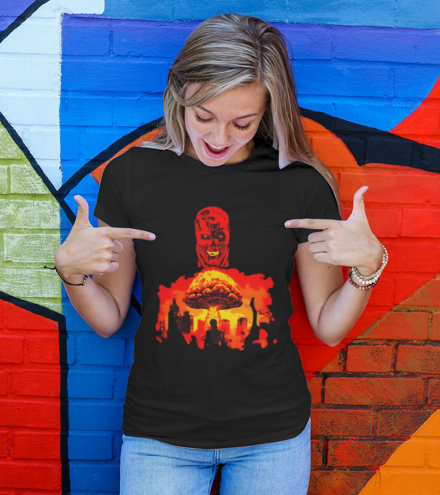 Determined Fate Skull Red Apocalypse Scene T-Shirt