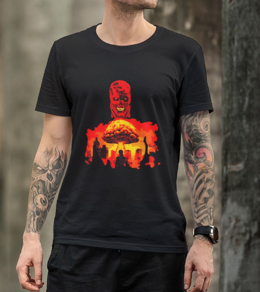 Determined Fate Skull Red Apocalypse Scene T-Shirt