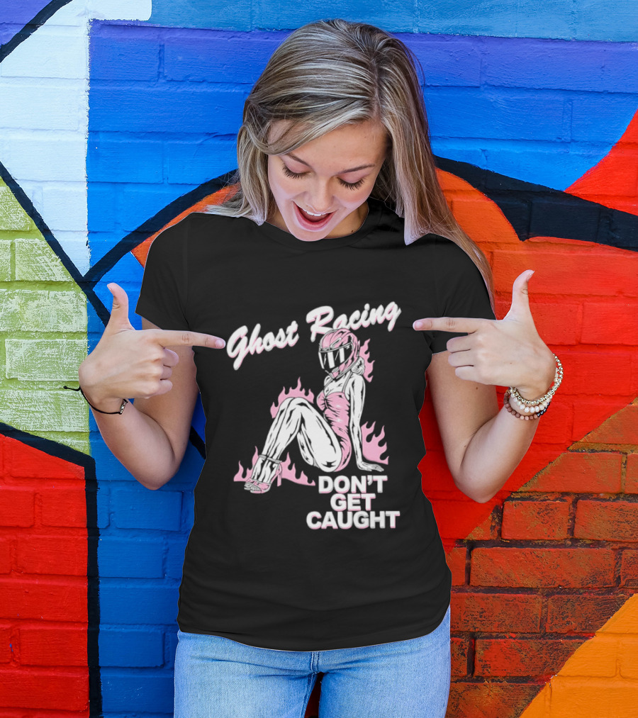 Ghost Racing Don't Get Caught Flaming Helmeted Figure T-Shirt