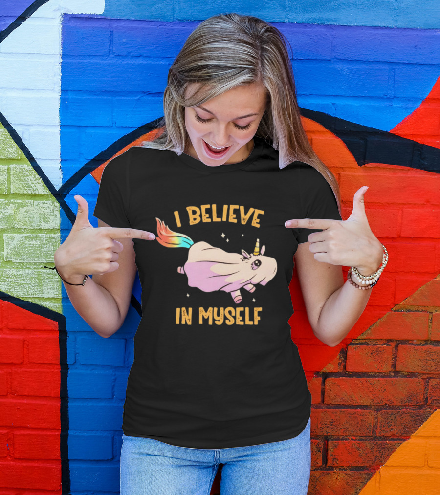 Unicorn I Believe In Myself Floating Rainbow Mane Kawaii T-Shirt