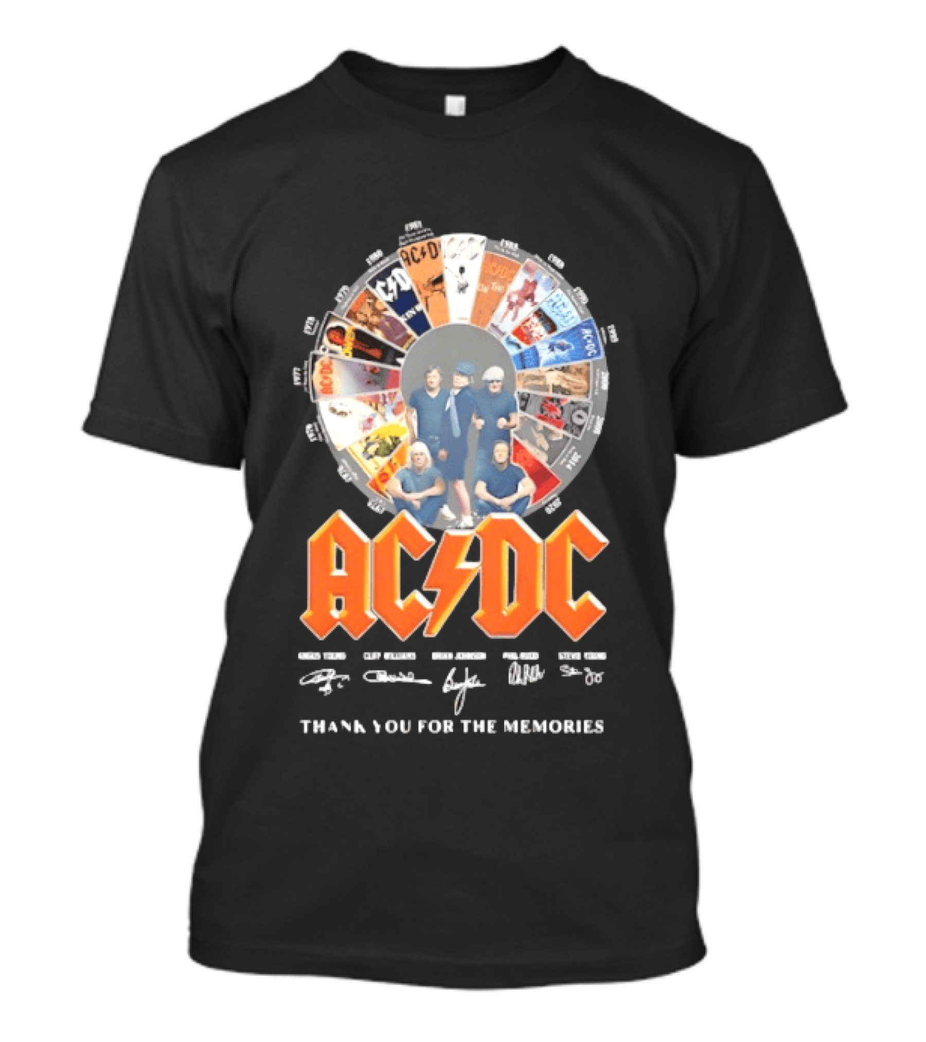 AC DC Band Name Album Collage Thank You For The Memories T-Shirt