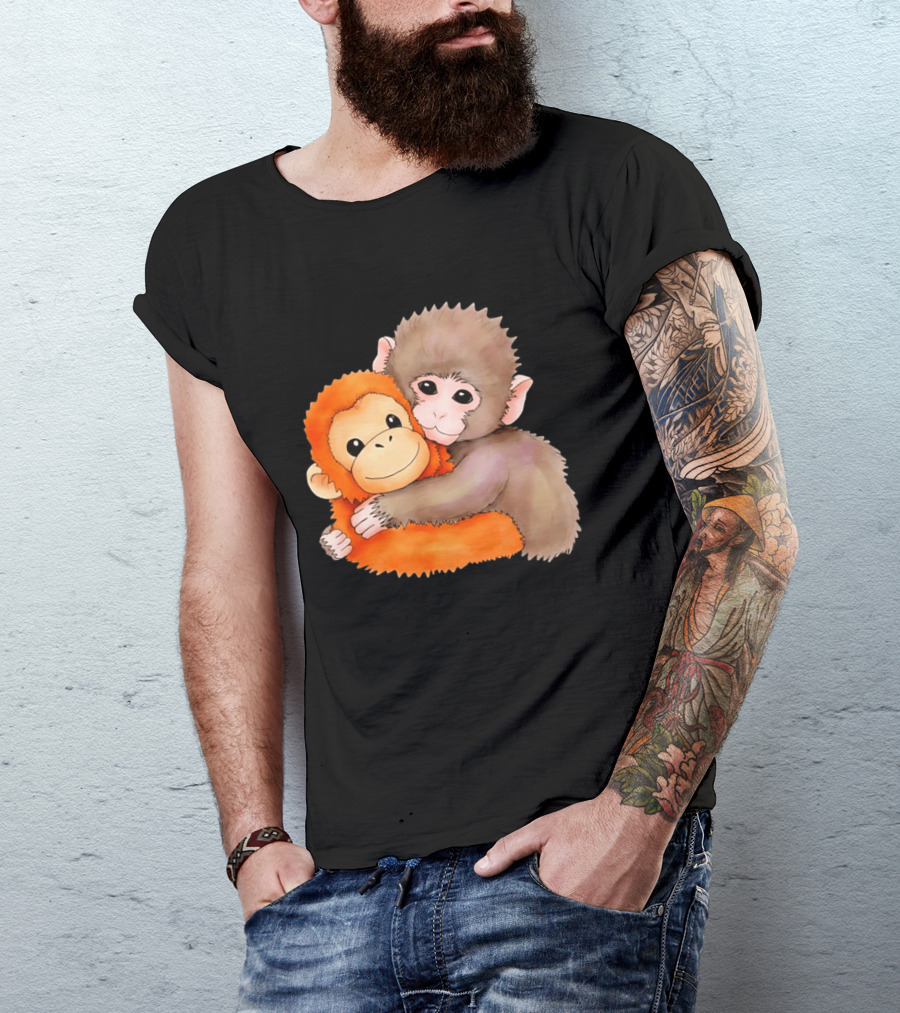 Baby Monkey Named Punch Hugging Meme Cute Animal Friendship T-Shirt