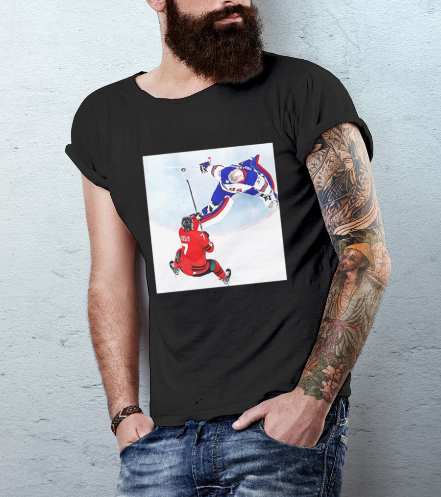 Connor Hellebuyck USA Goalie Save Hockey Match T-Shirt