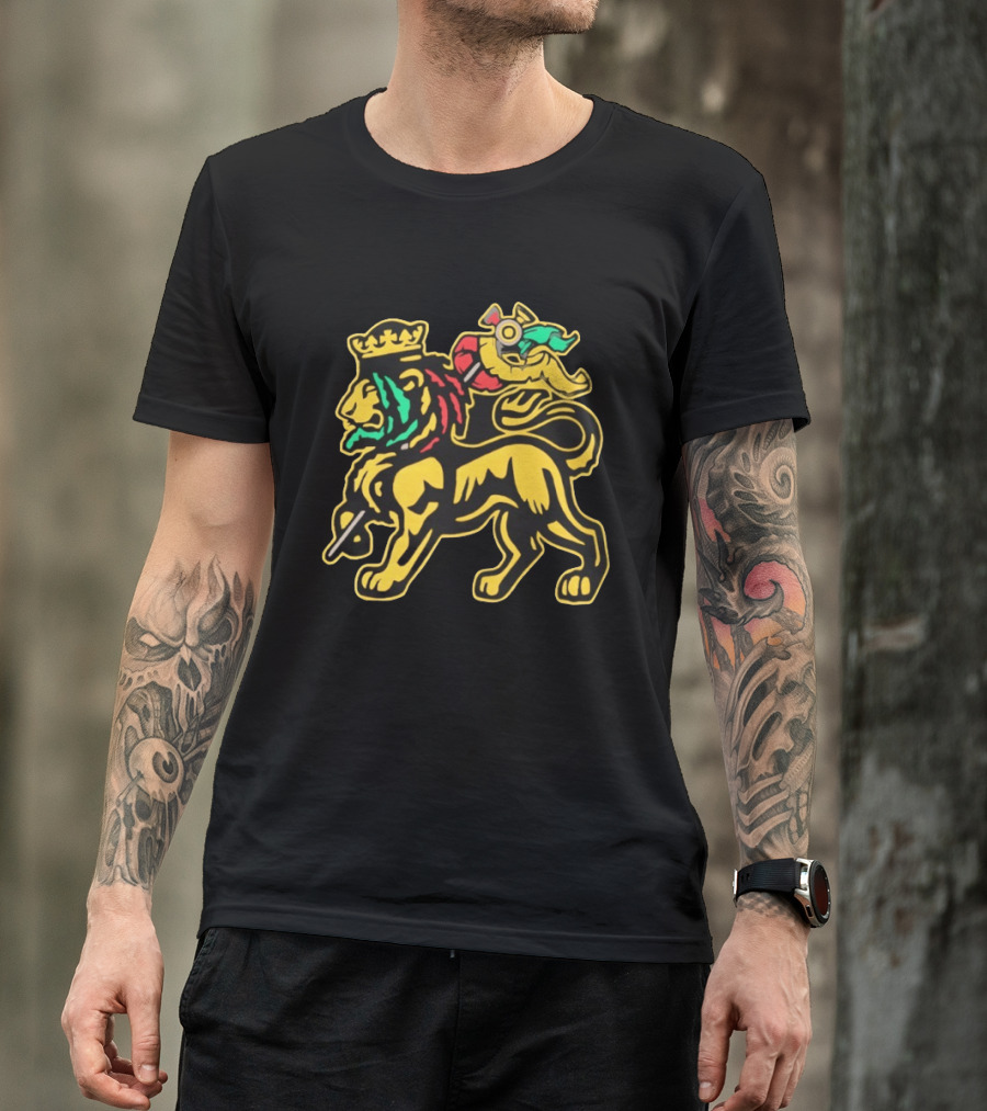 Conquering Lion Of Judah Rastafarian Flag T-Shirt