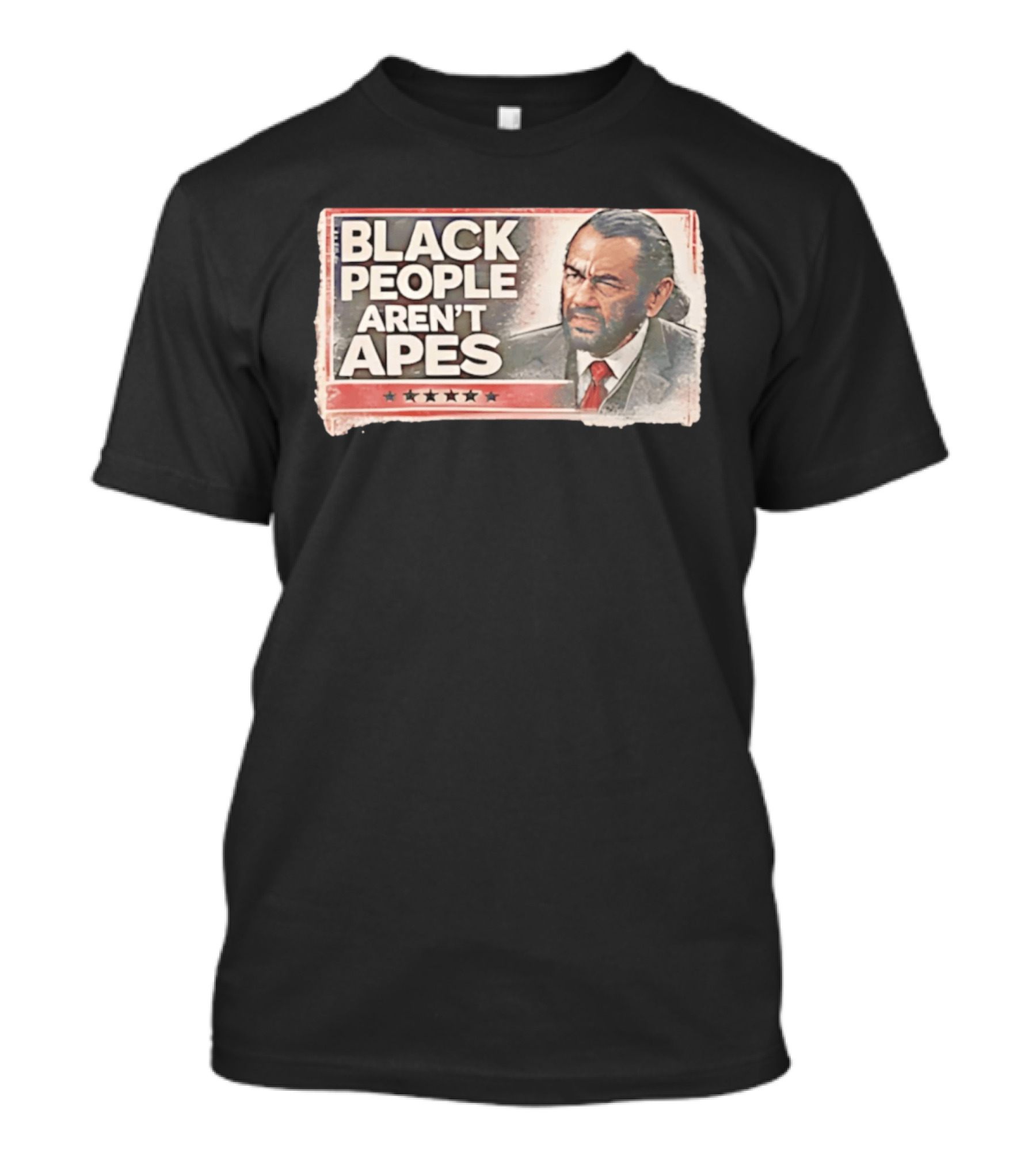 BLACK PEOPLE AREN'T APES Image Of Man In Suit And Tie With Stars T-Shirt