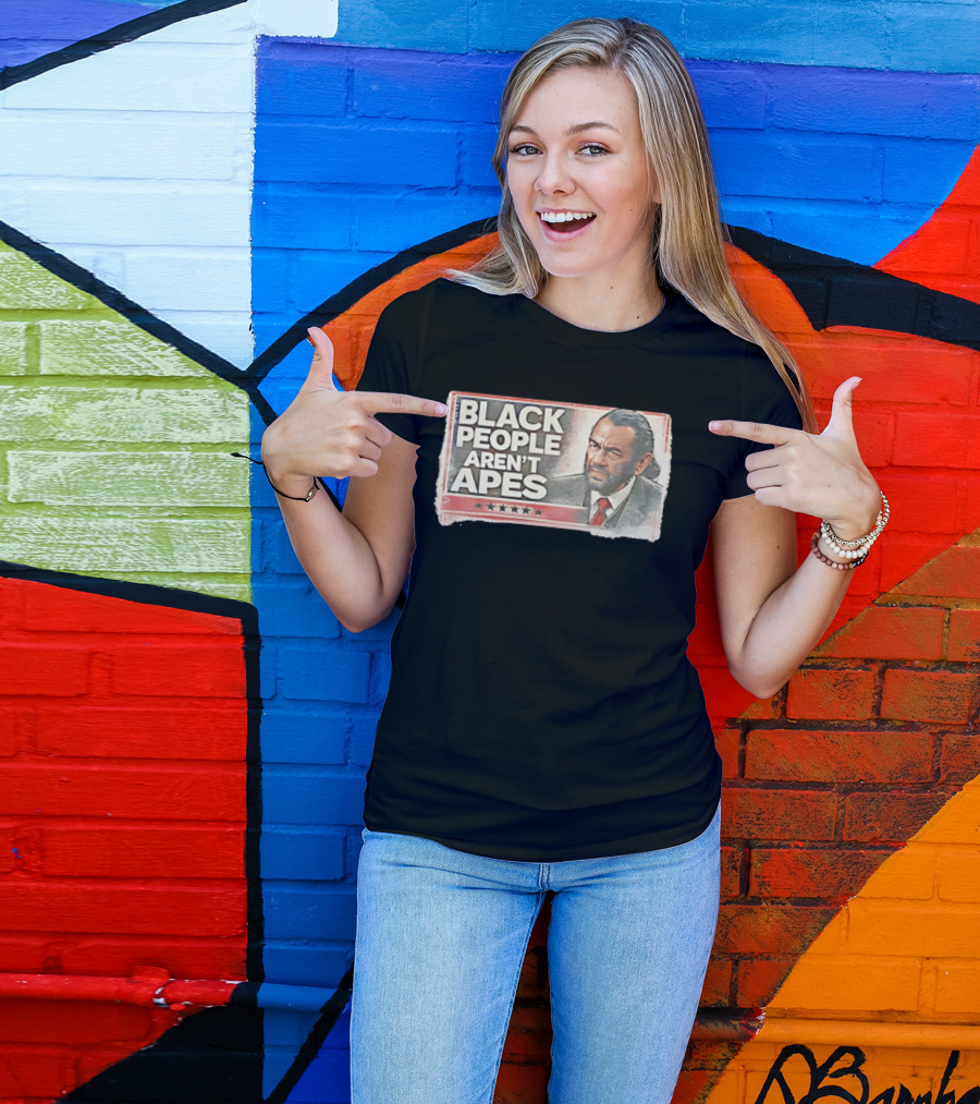 BLACK PEOPLE AREN'T APES Image Of Man In Suit And Tie With Stars T-Shirt