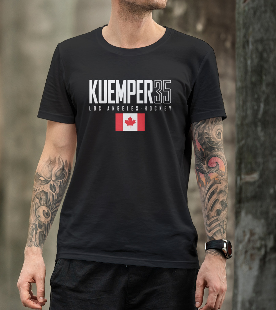Kuemper 35 Los Angeles Hockey Canada Flag T-Shirt