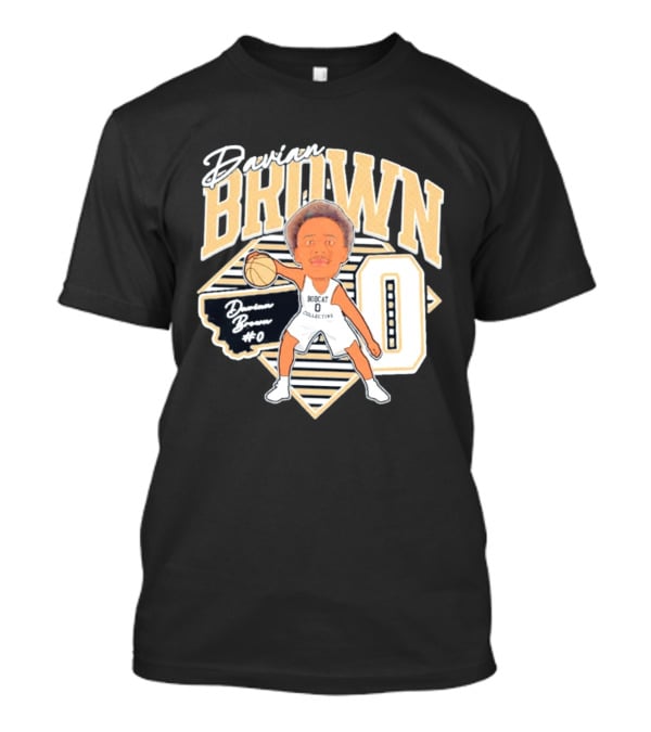 Davian Brown Bobcat Collective #0 Caricature Montana State T-Shirt