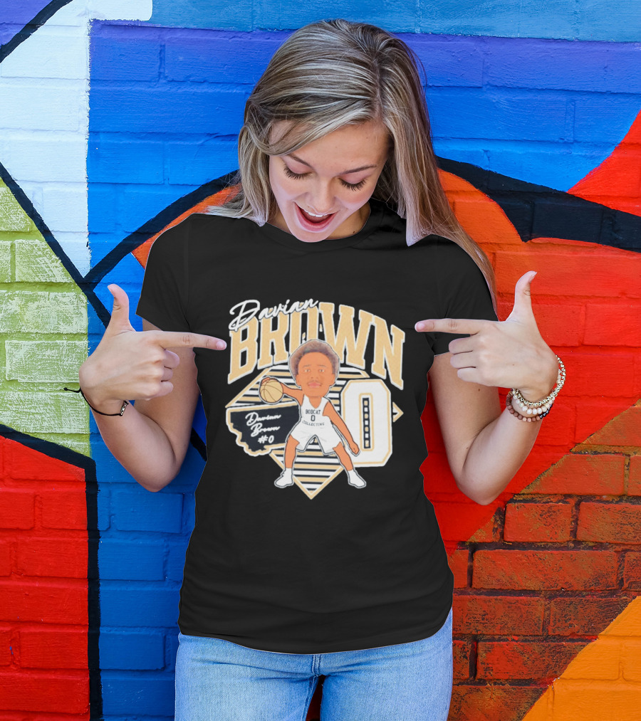 Davian Brown Bobcat Collective #0 Caricature Montana State T-Shirt