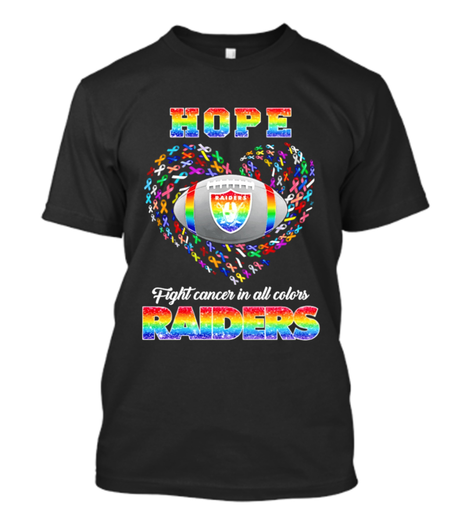Las Vegas Raiders Hope Fight Cancer In All Colors Rainbow T-Shirt