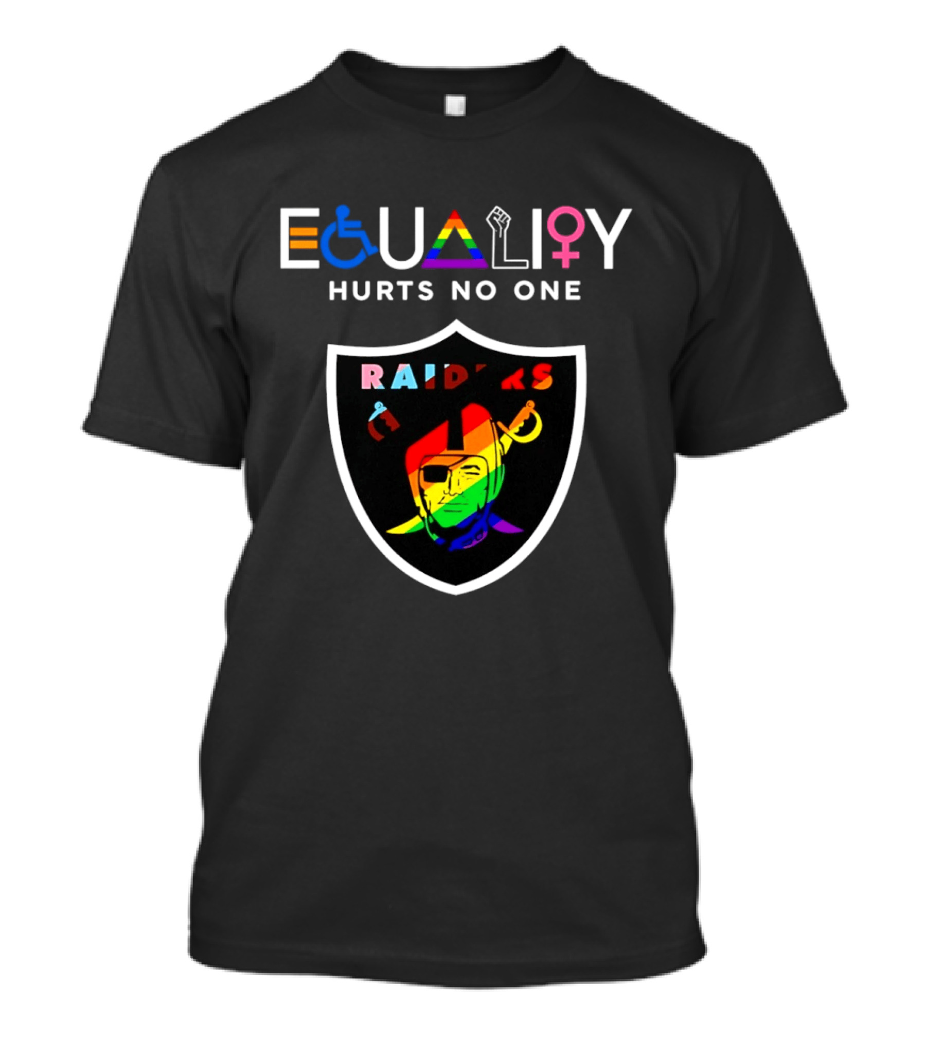 Las Vegas Raiders Equality Rainbow Symbol Hurts No One T-Shirt