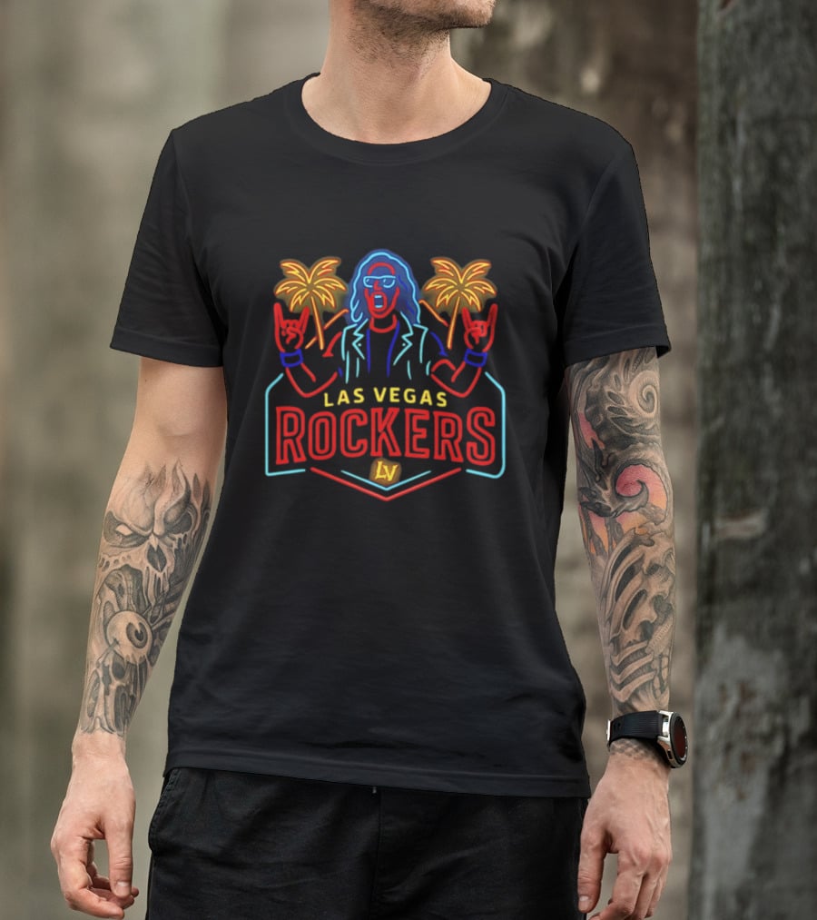Las Vegas Rockers Neon Palm Trees Rockstar T-Shirt