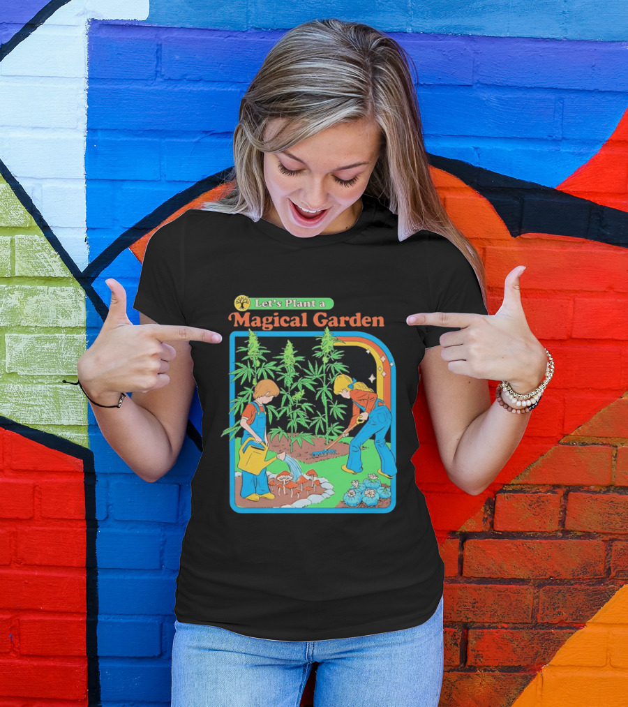 Let's Plant A Magical Garden Children Steven Rhodes Retro Gardening Adventure T-Shirt