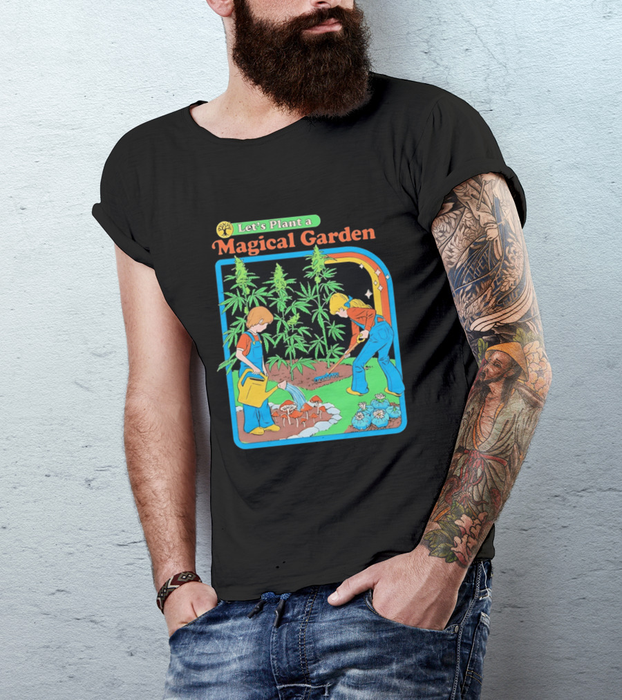 Let's Plant A Magical Garden Children Steven Rhodes Retro Gardening Adventure T-Shirt