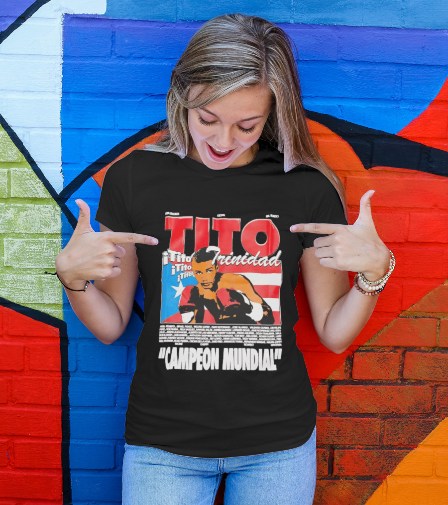 Tito Trinidad Campeon Mundial Puerto Rican Flag Boxing Legend T-Shirt
