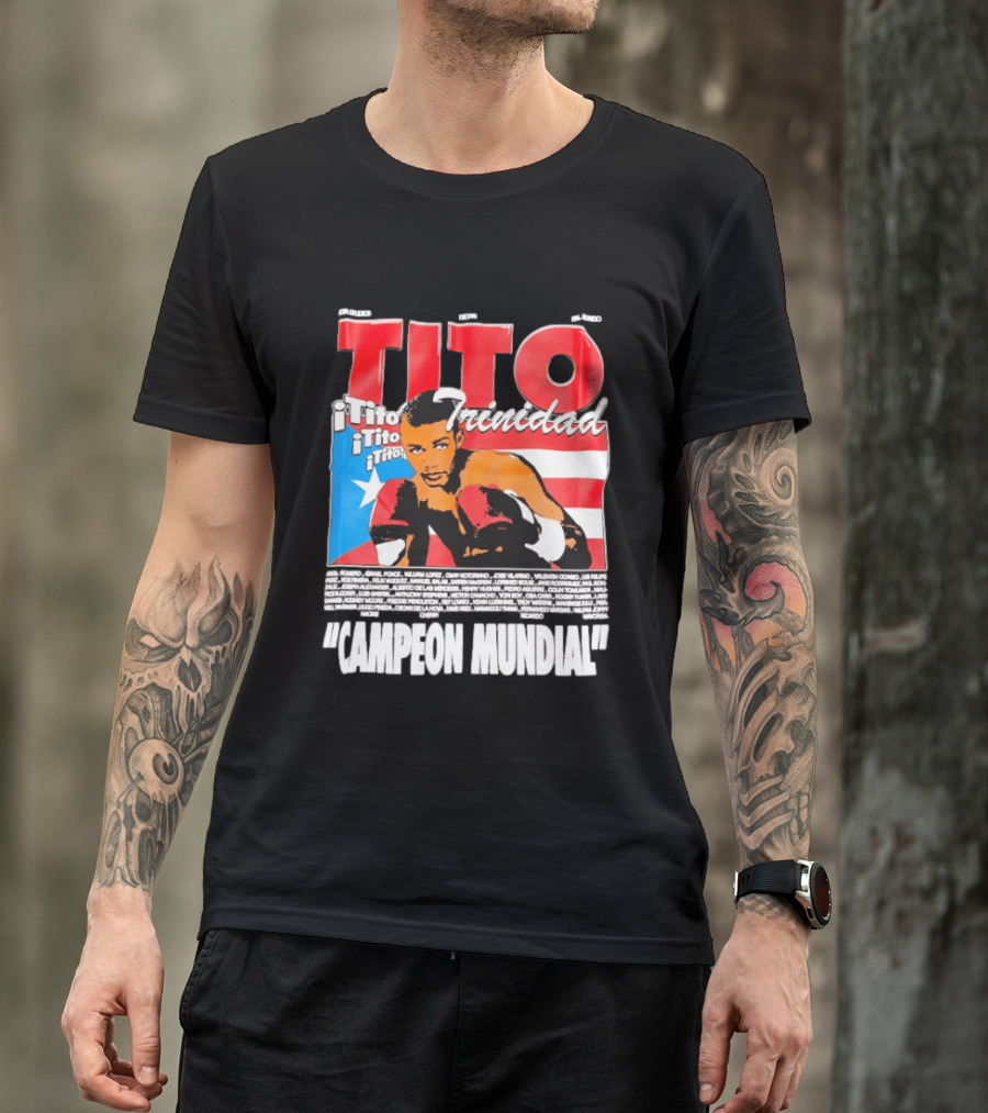 Tito Trinidad Campeon Mundial Puerto Rican Flag Boxing Legend T-Shirt
