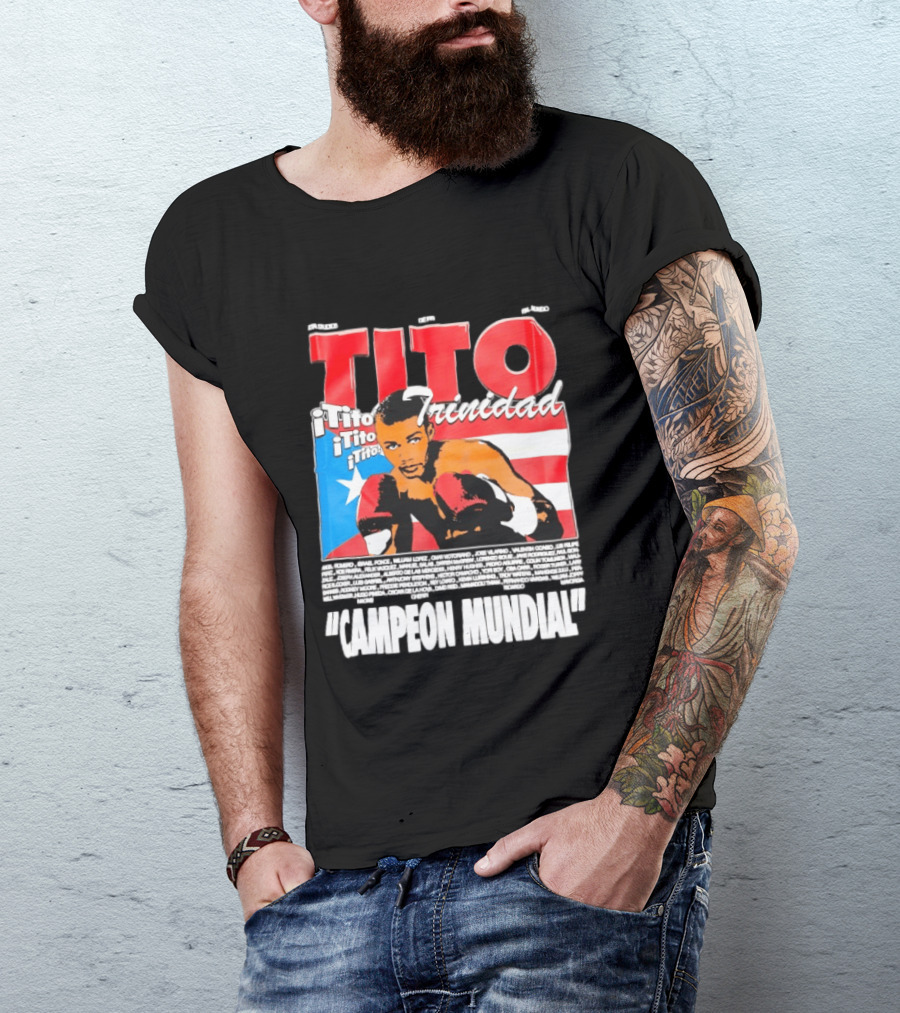 Tito Trinidad Campeon Mundial Puerto Rican Flag Boxing Legend T-Shirt