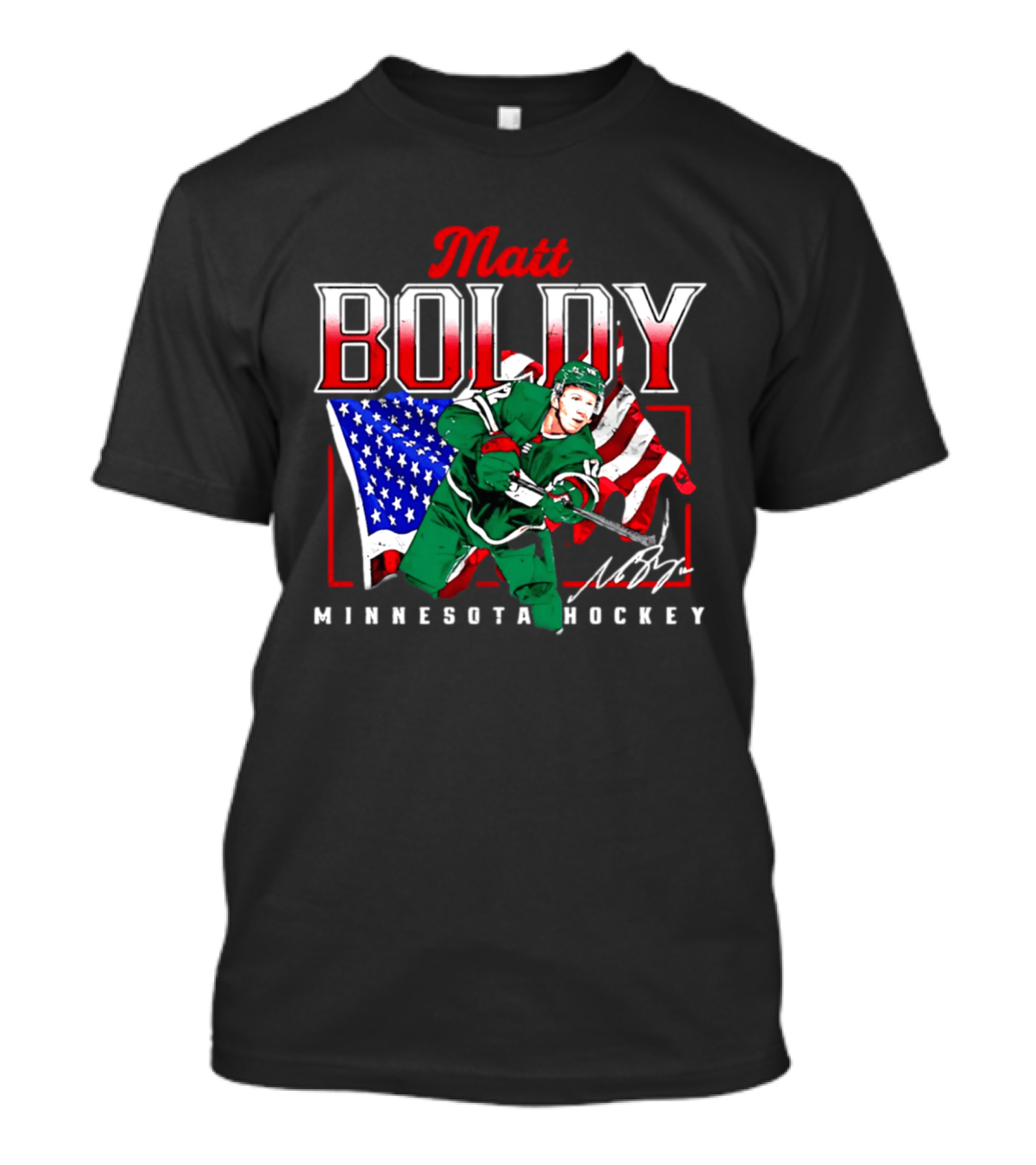 Matt Boldy Minnesota Hockey USA Flag T-Shirt