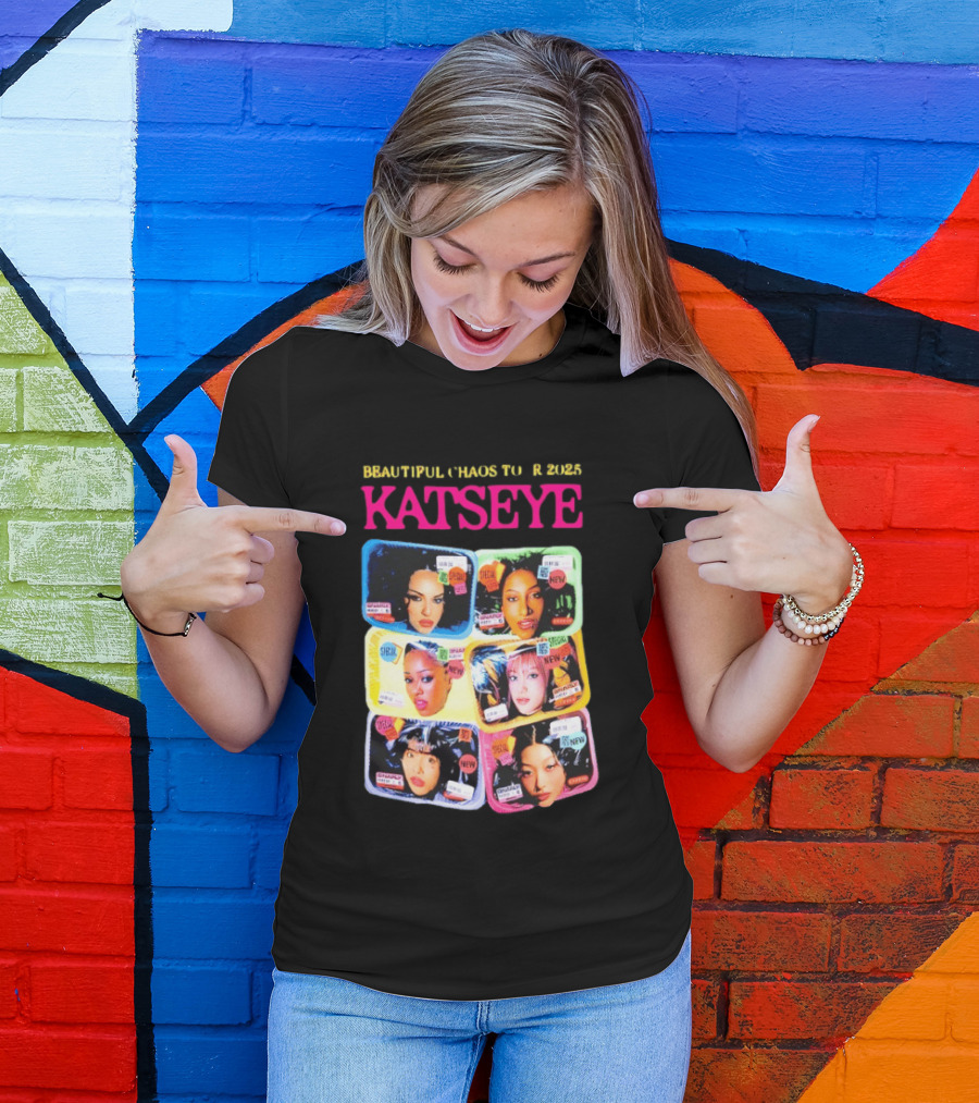 Beautiful Chaos Tour 2025 Katseye Selfie Expressive Portraits 90s Pop T-Shirt