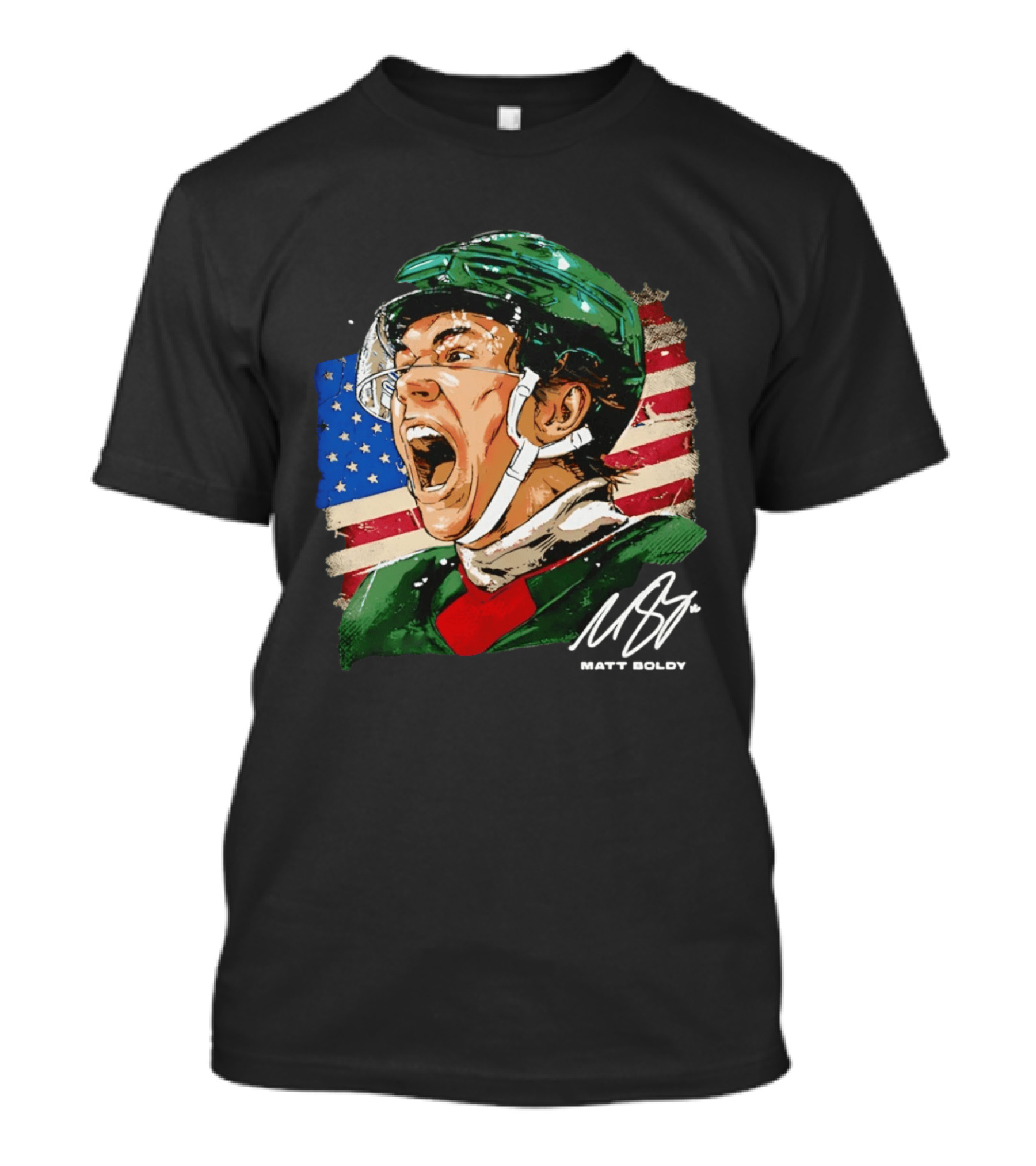 Matt Boldy USA Hockey Minnesota Wild Flag Celebration T-Shirt