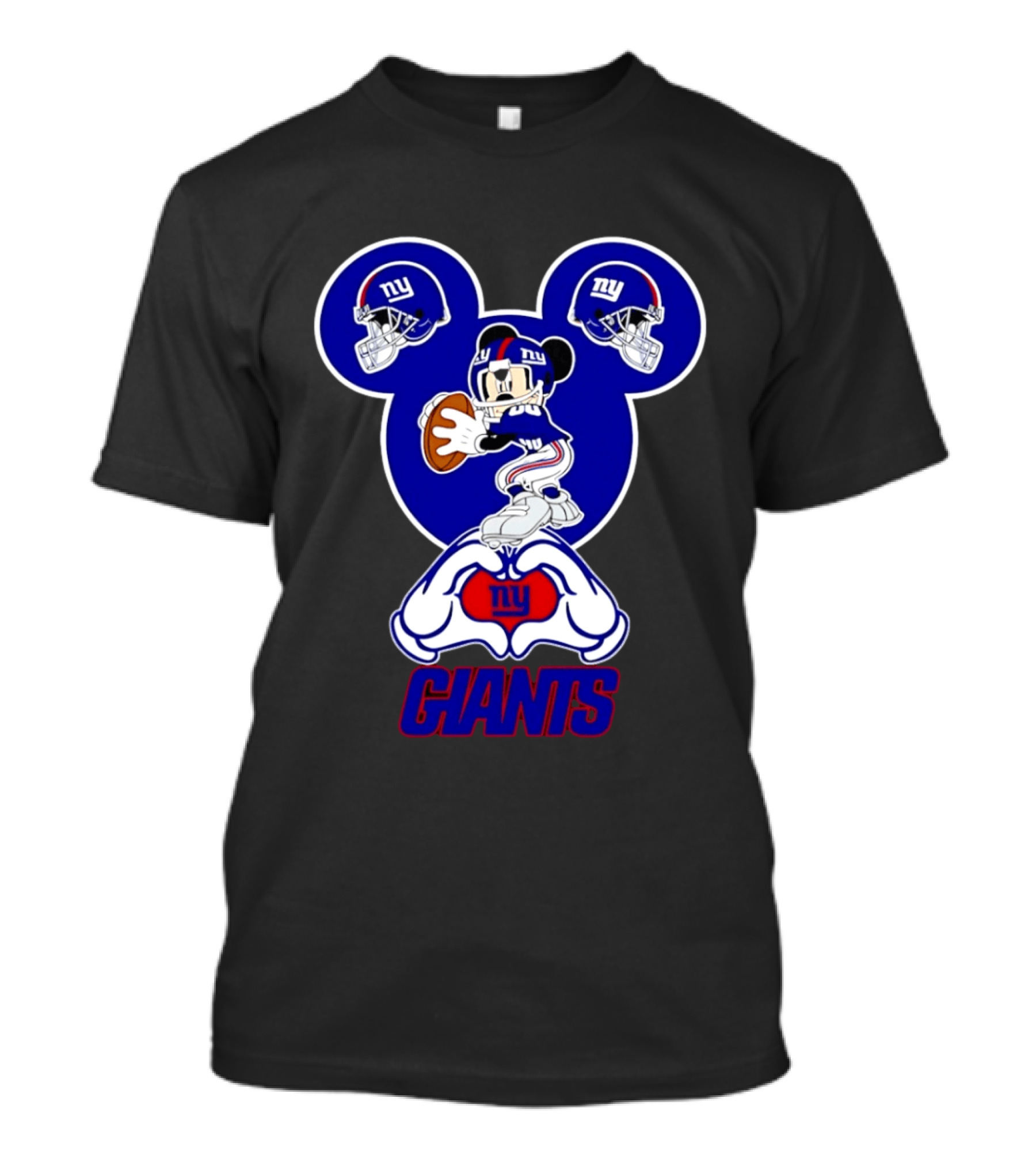 New York Giants Mickey Mouse Heart Hands NFL Team Fan Gear T-Shirt