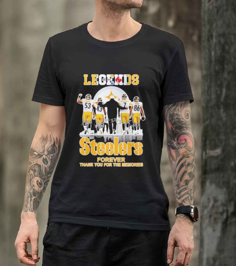 Steelers Legends Forever Thank You For The Memories City Skyline T-Shirt