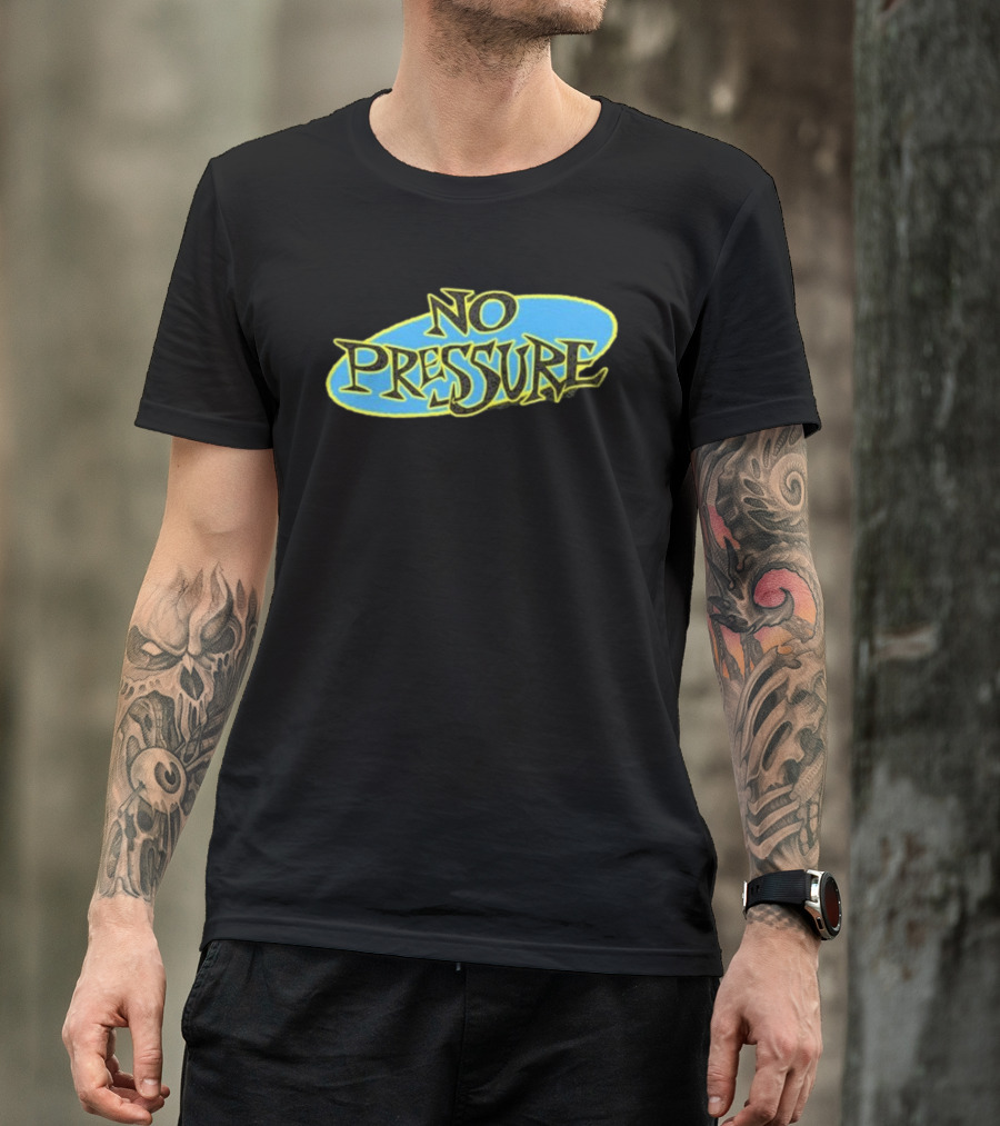 Retro Text Style No Pressure Blue Yellow T-Shirt