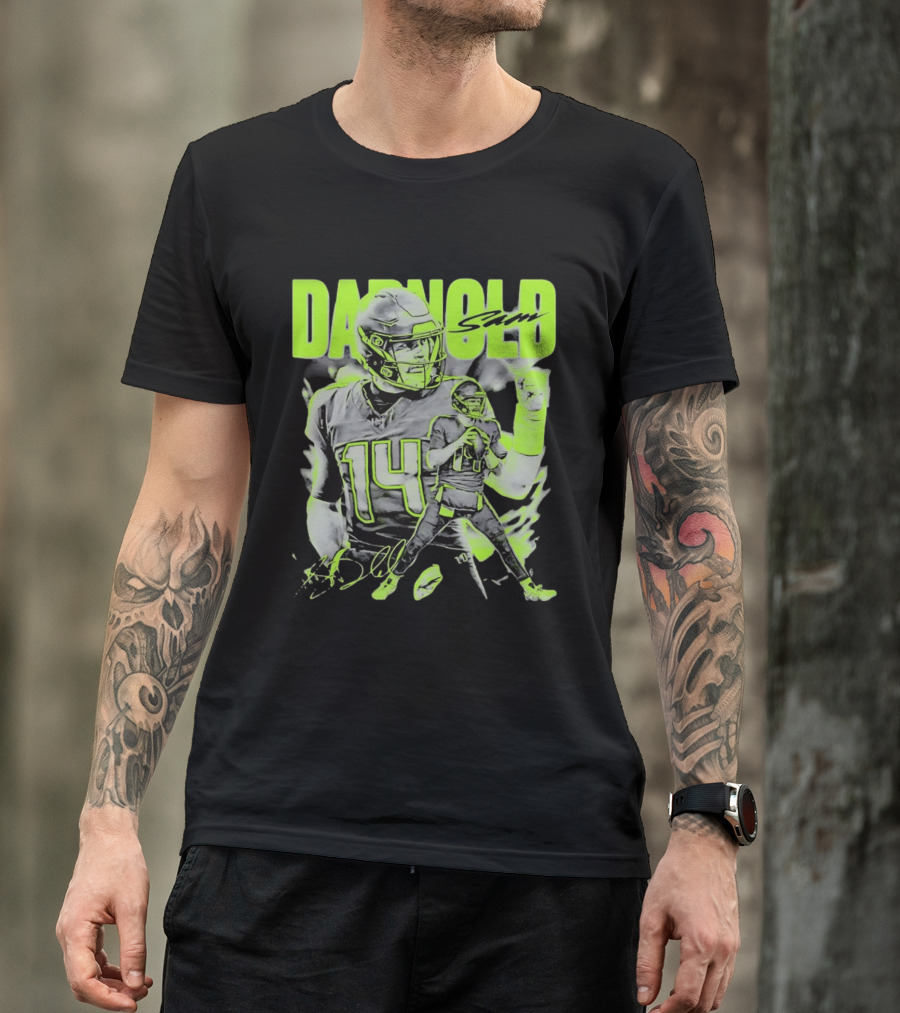 Sam Darnold Seattle Number 14 Neon Sports T-Shirt