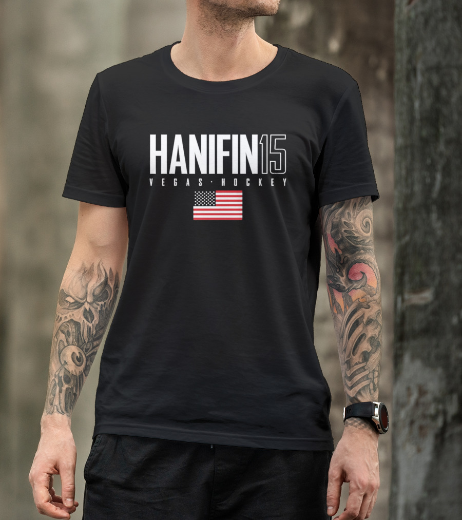 Hanifin 15 Vegas Hockey USA Flag T-Shirt
